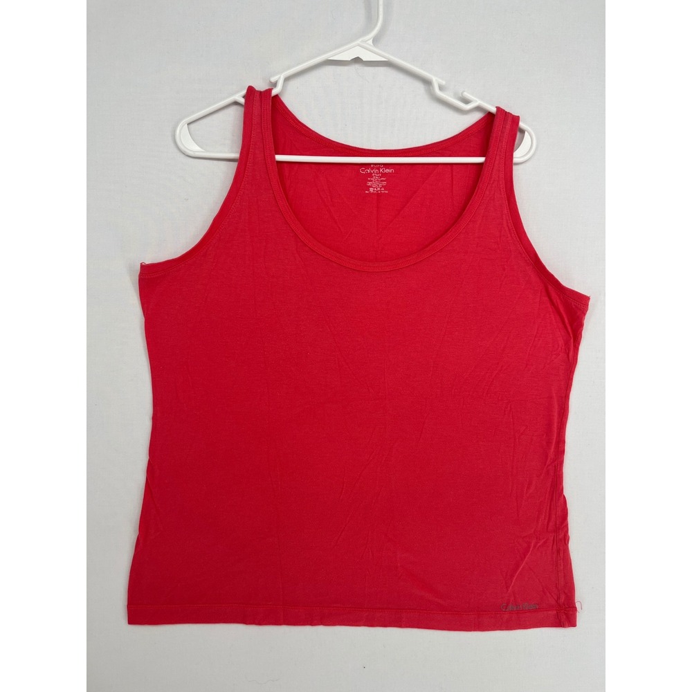 Calvin Klein Tank Top Womens XL Red Cotton Modal Blend Scoop Neck Sleeveless